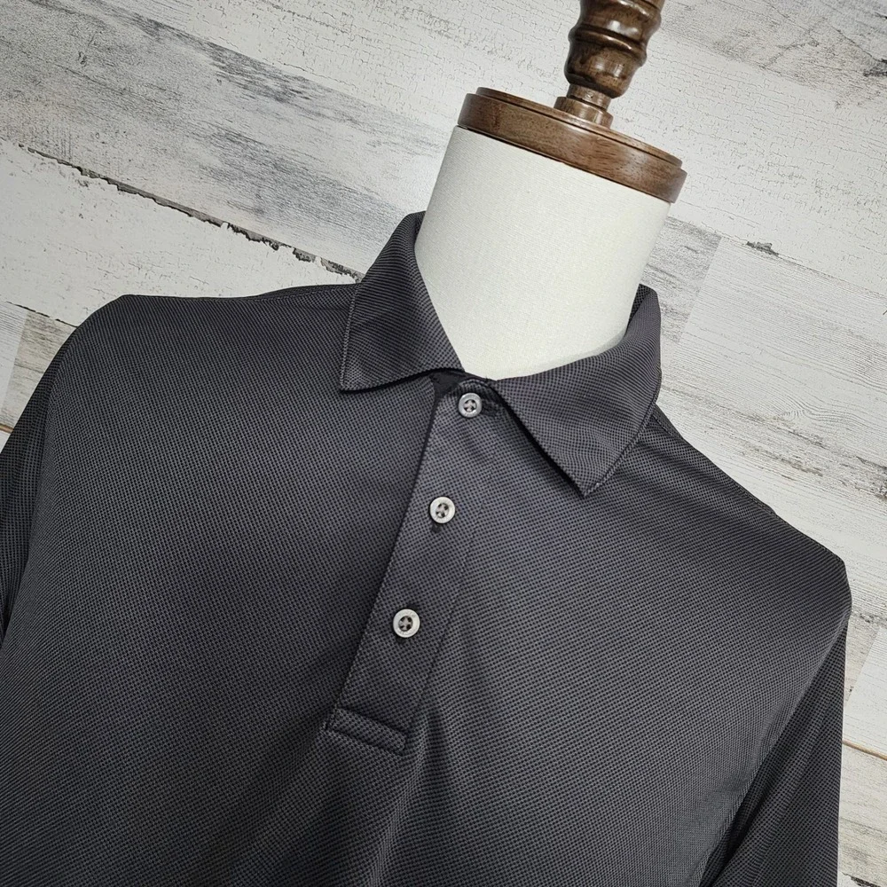 Bolle Polo Shirt Mens Medium Gray Textured Short Sleeve Performance Golf